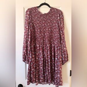 Old Navy Burgundy Floral Smocked Dress